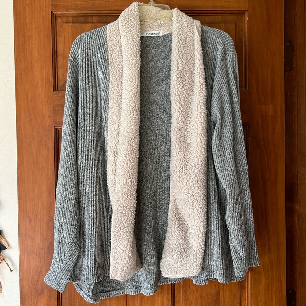Fuzzy plus size cardigan